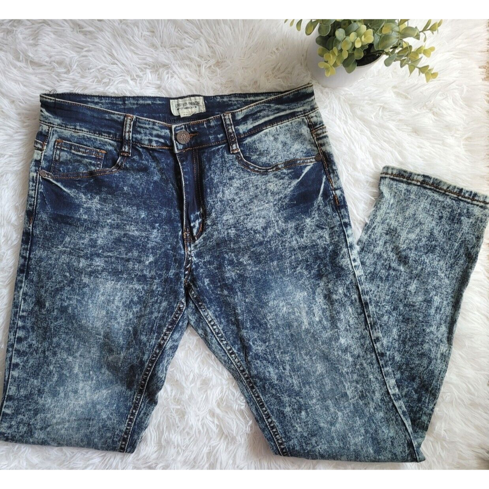 [248] United Denim Men's Size 32/32 Blue Distressed Jeans